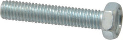 Value Collection - #10-32 UNF, 1" Length Under Head Hex Drive Machine Screw - Hex Head, Grade J82 Steel, Zinc-Plated Finish, Without Washer - Exact Tooling