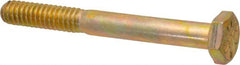 Made in USA - 1/4-20 UNC, 2-1/4" Length Under Head Hex Head Cap Screw - Partially Threaded, Grade 8 Alloy Steel, Zinc Yellow Dichromate Finish, 7/16" Hex - Exact Tooling