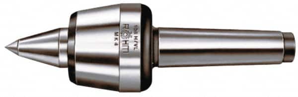 Rohm - MT6 Taper Shank, 4.134" Head Diam 5,512 Lb Capacity Live Center - 2,600 Max RPM, 3.217" Head Length, 1.9685" Point Diam, 3.071" Point Len, 5,500 Lb Max Workpc, 13.976" OAL, Long Point - Exact Tooling