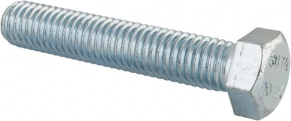 Value Collection - 1/2-13 UNC, 2-3/4" Length Under Head Hex Head Cap Screw - Fully Threaded, Grade 2 Steel, Zinc-Plated Finish, 3/4" Hex - Exact Tooling