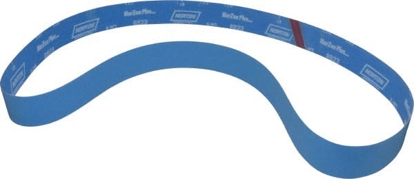 Norton - 2" Wide x 72" OAL, 120 Grit, Zirconia Alumina Abrasive Belt - Zirconia Alumina, Fine, Coated, X Weighted Cloth Backing, Series R823 - Exact Tooling