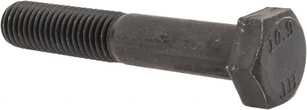 Value Collection - M12x1.75mm Metric Coarse, 70mm Length Under Head Hex Head Cap Screw - Partially Threaded, Grade 10.9 Steel, Black Oxide Finish, 19mm Hex - Exact Tooling