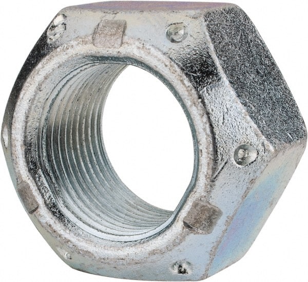 Value Collection - 1-1/8 - 12 UNF Grade C Hex Lock Nut with Distorted Thread - 1-11/16" Width Across Flats, 1" High, Cadmium Clear-Plated Finish - Exact Tooling