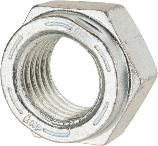 Value Collection - 1-1/8 - 7 UNC Grade C Hex Lock Nut with Distorted Thread - 1-11/16" Width Across Flats, 1" High, Cadmium Clear-Plated Finish - Exact Tooling