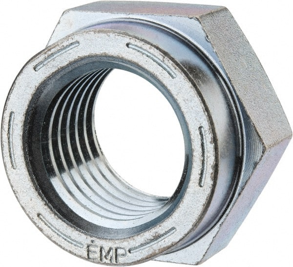 Value Collection - 2 - 4-1/2 UNC Grade C Hex Lock Nut with Distorted Thread - 3" Width Across Flats, Cadmium Clear-Plated Finish - Exact Tooling