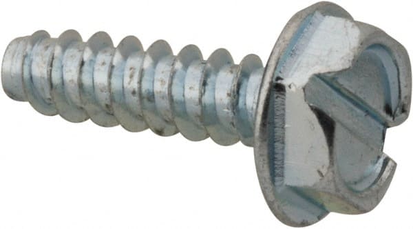 Value Collection - #6 Hex Washer Head Slotted Sheet Metal Screw - Steel, 1/2" Length Under Head, Grade 2 - Exact Tooling