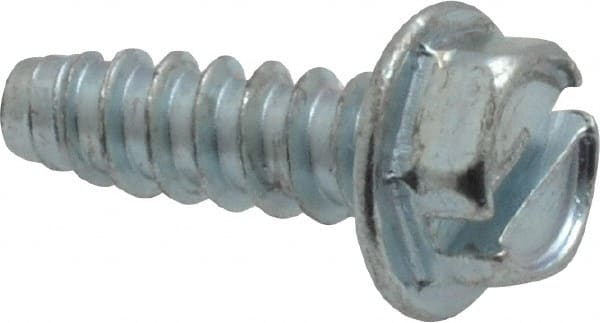 Value Collection - #8 Hex Washer Head Slotted Sheet Metal Screw - Steel, 1/2" Length Under Head, Grade 2 - Exact Tooling