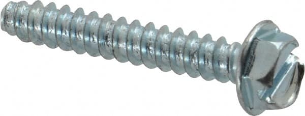 Value Collection - #8 Hex Washer Head Slotted Sheet Metal Screw - Steel, 1" Length Under Head, Grade 2 - Exact Tooling