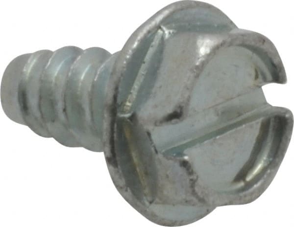 Value Collection - #10 Hex Washer Head Slotted Sheet Metal Screw - Steel, 3/8" Length Under Head, Grade 2 - Exact Tooling