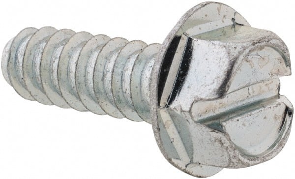 Value Collection - 1/4" Hex Washer Head Slotted Sheet Metal Screw - Steel, 3/4" Length Under Head, Grade 2 - Exact Tooling