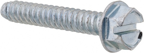 Value Collection - 1/4" Hex Washer Head Slotted Sheet Metal Screw - Steel, 1-1/2" Length Under Head, Grade 2 - Exact Tooling