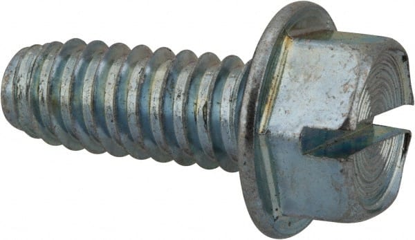 Value Collection - 3/8" Hex Washer Head Slotted Sheet Metal Screw - Steel, 1" Length Under Head, Grade 2 - Exact Tooling