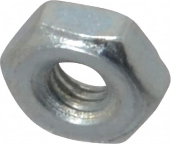 Value Collection - #4-48 UN Steel Right Hand Machine Screw Hex Nut - 1/4" Across Flats, 0.098" High, Zinc-Plated Finish, 2B Class of Fit - Exact Tooling