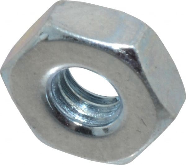 Value Collection - #8-36 UN Steel Right Hand Machine Screw Hex Nut - 11/32" Across Flats, 1/8" High, Zinc-Plated Finish, 2B Class of Fit - Exact Tooling