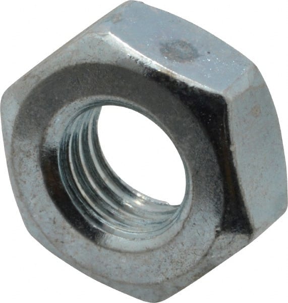 Value Collection - 1/4-28 UN Steel Right Hand Machine Screw Hex Nut - 7/16" Across Flats, 0.193" High, Zinc-Plated Finish, 2B Class of Fit - Exact Tooling