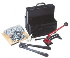Value Collection - 200 Inch Long x 3/4 Inch Wide, Strapping Kit - Contains 2 Coils, 500 Seals, Steel Strap Cutter, Sealing Tool, Tensioner and Heavy Duty Reusable Dispenser - Exact Tooling