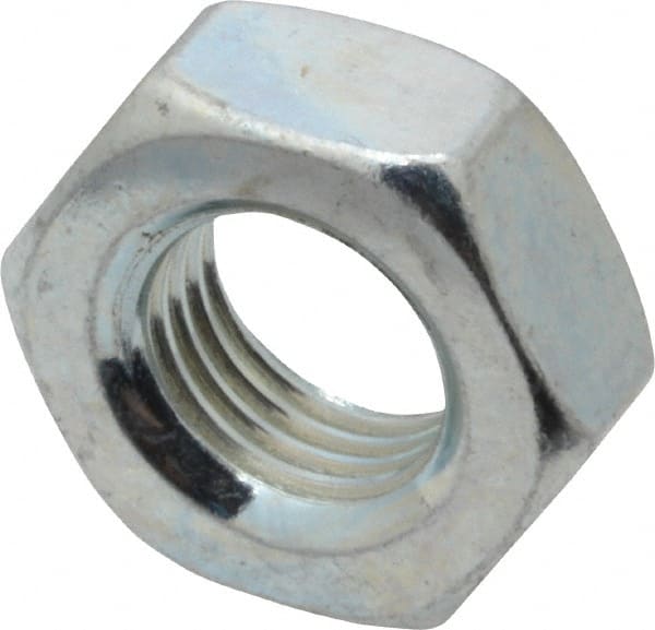 Value Collection - 3/8-24 UN Steel Right Hand Machine Screw Hex Nut - 5/8" Across Flats, 0.257" High, Zinc-Plated Finish, 2B Class of Fit - Exact Tooling