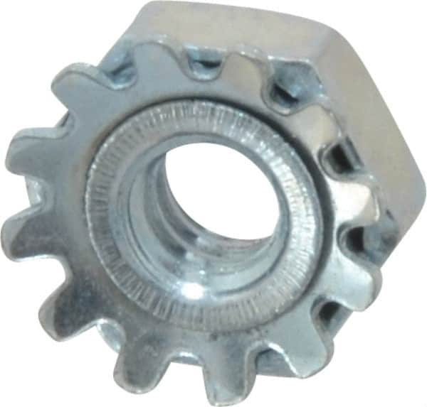 Value Collection - #4-40, Zinc Plated, Steel Hex Nut with External Tooth Washer - 9/32" Washer Diam, 1/4" Width Across Flats - Exact Tooling