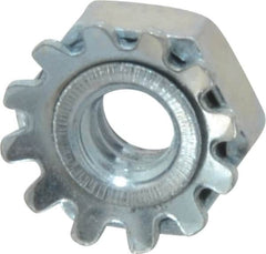 Value Collection - #4-40, Zinc Plated, Steel Hex Nut with External Tooth Washer - 9/32" Washer Diam, 1/4" Width Across Flats - Exact Tooling