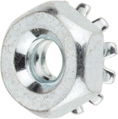 Value Collection - #6-32, Zinc Plated, Steel Hex Nut with External Tooth Washer - 11/32" Washer Diam, 5/16" Width Across Flats - Exact Tooling