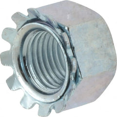 Value Collection - 3/8-24, Zinc Plated, Steel Hex Nut with External Tooth Washer - 57/64" Washer Diam, 9/16" Width Across Flats - Exact Tooling