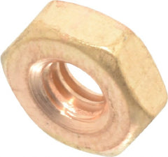 Value Collection - #8-32 UNC Silicon Bronze Right Hand Machine Screw Hex Nut - 11/32" Across Flats, 1/8" High, Uncoated - Exact Tooling