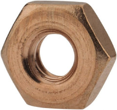 Value Collection - #10-24 UNC Silicon Bronze Right Hand Machine Screw Hex Nut - 3/8" Across Flats, 1/8" High, Uncoated - Exact Tooling