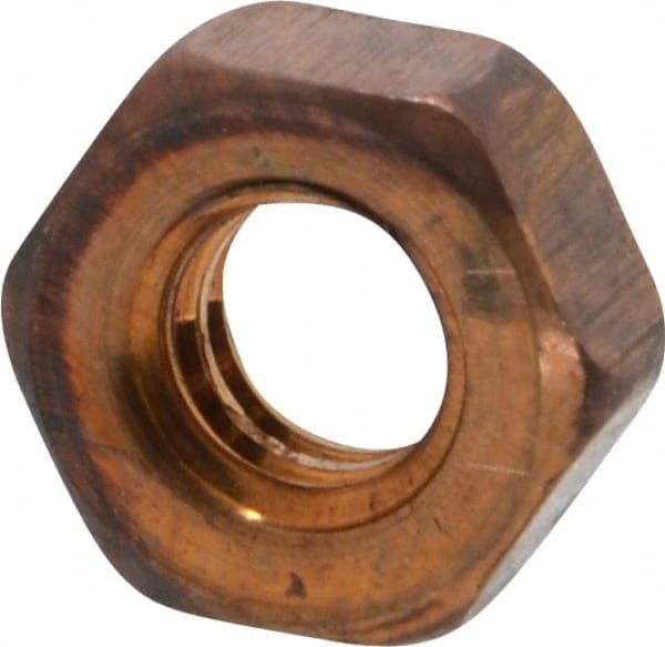 Value Collection - 1/4-20 UN Silicon Bronze Right Hand Machine Screw Hex Nut - 7/16" Across Flats, 3/16" High, Uncoated - Exact Tooling