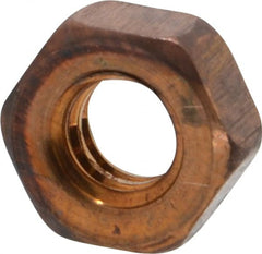 Value Collection - 1/4-20 UN Silicon Bronze Right Hand Machine Screw Hex Nut - 7/16" Across Flats, 3/16" High, Uncoated - Exact Tooling