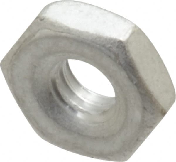 Value Collection - #8-32 UNC Aluminum Right Hand Machine Screw Hex Nut - 11/32" Across Flats, 1/8" High, Uncoated - Exact Tooling
