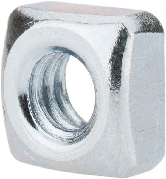Value Collection - 1/4-20 Steel Square Nut - Zinc Plated, 7/16" Square Width x 7/32" Overall Height - Exact Tooling