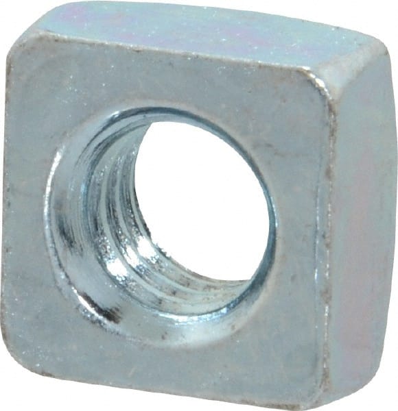 Value Collection - 3/8-16 Steel Square Nut - Zinc Plated, 5/8" Square Width x 21/64" Overall Height - Exact Tooling