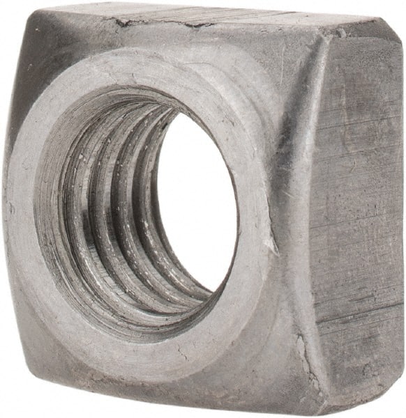 Value Collection - 1/2-13 Steel Square Nut - Uncoated, 13/16" Square Width x 7/16" Overall Height - Exact Tooling