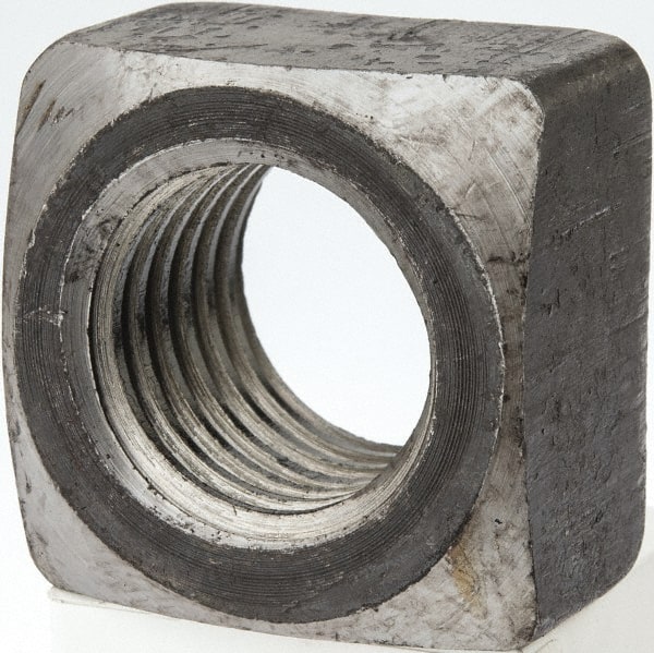 Value Collection - 1-1/8-7 Steel Square Nut - Uncoated, 1-11/16" Square Width x 1" Overall Height - Exact Tooling