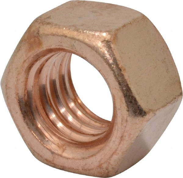 Value Collection - 3/8-16 UNC Silicon Bronze Right Hand Hex Nut - 9/16" Across Flats, 21/64" High, Uncoated - Exact Tooling