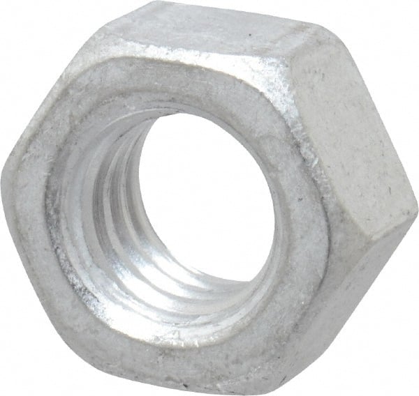 Value Collection - 5/16-18 UN Aluminum Right Hand Hex Nut - 1/2" Across Flats, 17/64" High, Aluminum-Plated Finish - Exact Tooling