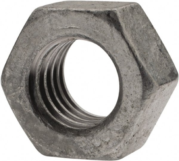 Value Collection - 7/16-14 UNC Steel Right Hand Hex Nut - 11/16" Across Flats, 3/8" High, Hot Dipped Galvanized Finish - Exact Tooling