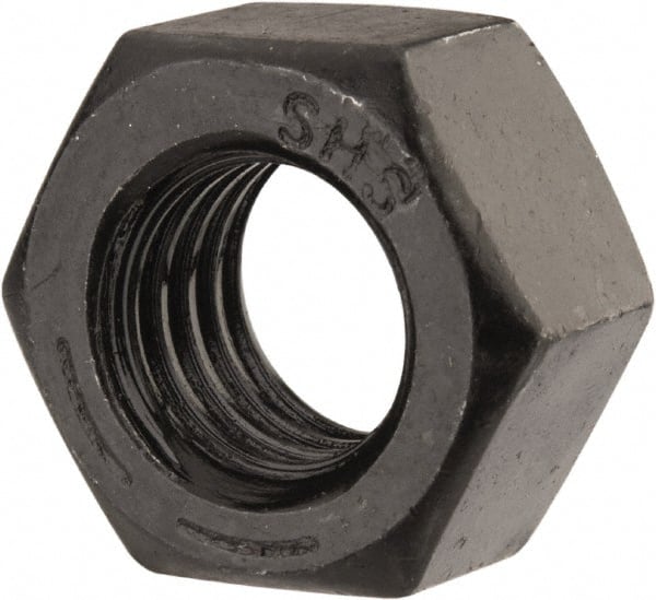 Value Collection - 9/16-12 UNC Steel Right Hand Hex Nut - 7/8" Across Flats, 31/64" High, Black Oxide Finish - Exact Tooling