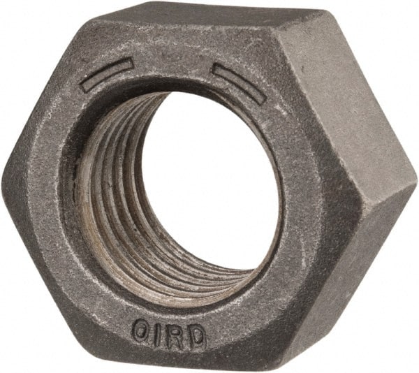 Value Collection - 1-1/8 - 7 UNC Steel Right Hand Hex Nut - 1-11/16" Across Flats, 31/32" High, Black Oxide Finish - Exact Tooling