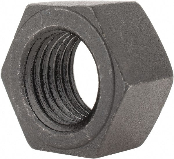 Value Collection - 1-1/2 - 6 UNC Steel Right Hand Hex Nut - 2-1/4" Across Flats, 1-9/32" High, Black Oxide Finish - Exact Tooling