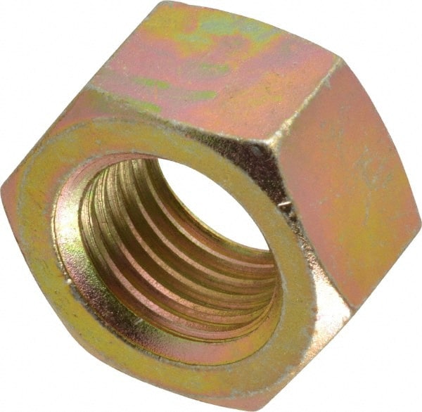 Value Collection - 1-1/4 - 7 UNC Steel Right Hand Hex Nut - 1-7/8" Across Flats, 1-1/16" High, Zinc Yellow Dichromate Finish - Exact Tooling