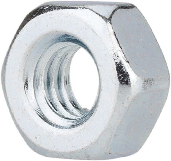 Value Collection - 1/4-20 UNC Steel Right Hand Hex Nut - 7/16" Across Flats, 7/32" High, Zinc-Plated Finish - Exact Tooling