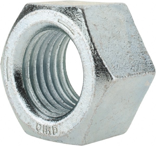 Value Collection - 1-1/2 - 6 UNC Steel Right Hand Hex Nut - 2-1/4" Across Flats, 1-9/32" High, Zinc-Plated Finish - Exact Tooling