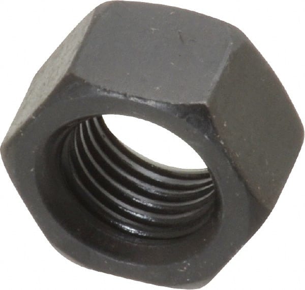 Value Collection - 3/8-24 UNF Steel Right Hand Hex Nut - 9/16" Across Flats, 21/64" High, Black Oxide Finish - Exact Tooling