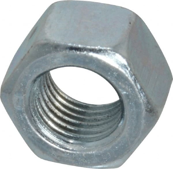 Value Collection - 3/8-24 UN Steel Right Hand Hex Nut - 9/16" Across Flats, 21/64" High, Zinc-Plated Finish - Exact Tooling