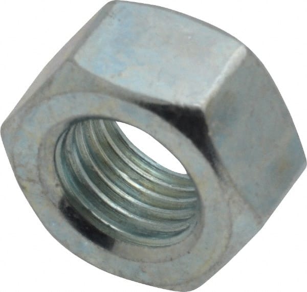 Value Collection - 7/16-20 UNF Steel Right Hand Hex Nut - 11/16" Across Flats, 3/8" High, Zinc-Plated Finish - Exact Tooling