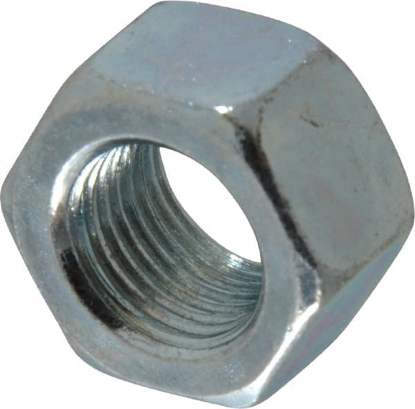 Value Collection - 1/2-20 UN Steel Right Hand Hex Nut - 3/4" Across Flats, 7/16" High, Zinc-Plated Finish - Exact Tooling