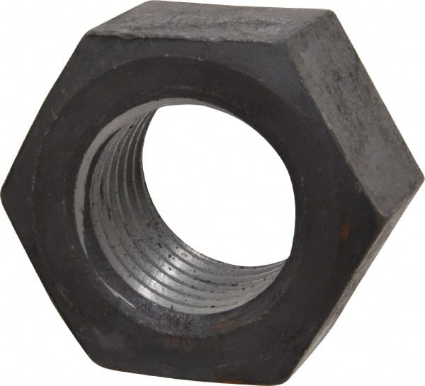 Value Collection - 1-1/2 - 6 UN Steel Right Hand Hex Nut - 2-1/4" Across Flats, 1-9/32" High, Uncoated - Exact Tooling