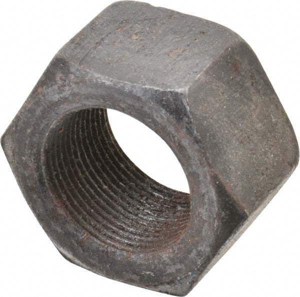 Value Collection - 1-1/2 - 12 UNF Steel Right Hand Hex Nut - 2-1/4" Across Flats, 1.2813" High, Uncoated - Exact Tooling