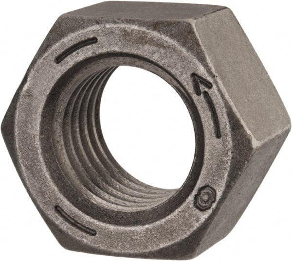 Value Collection - 1-1/8 - 7 UNC Steel Left Hand Hex Nut - 1-11/16" Across Flats, 31/32" High, Uncoated - Exact Tooling